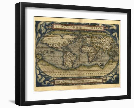 Ortelius's World Map, 1570-Library of Congress-Framed Photographic Print