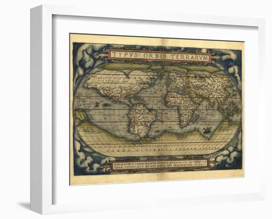 Ortelius's World Map, 1570-Library of Congress-Framed Photographic Print