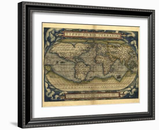 Ortelius's World Map, 1570-Library of Congress-Framed Photographic Print