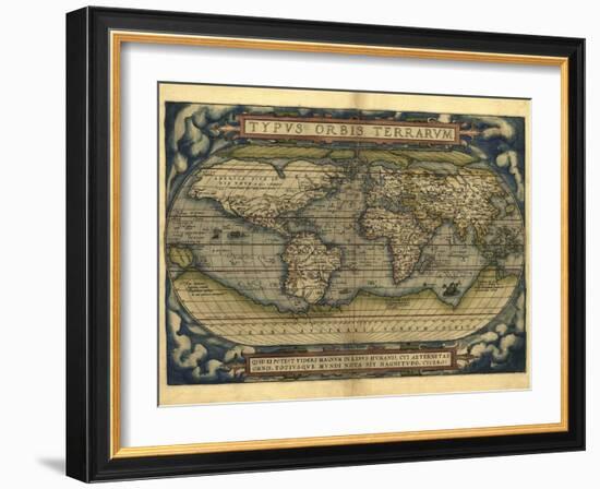 Ortelius's World Map, 1570-Library of Congress-Framed Photographic Print