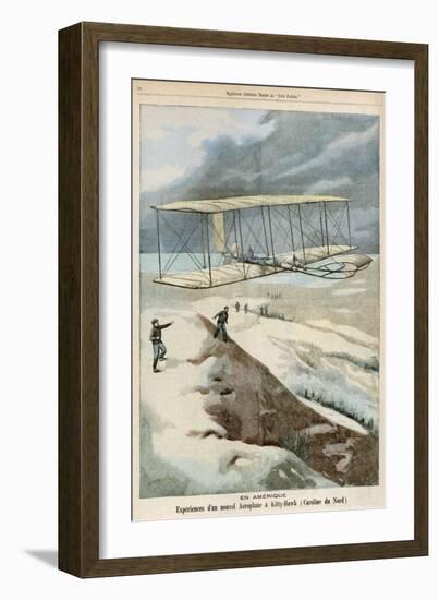 Orville and Wilbur Wright Make the First Successful Powered Flight at Kitty Hawk North Carolina-Carrey-Framed Art Print