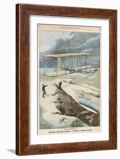 Orville and Wilbur Wright Make the First Successful Powered Flight at Kitty Hawk North Carolina-Carrey-Framed Art Print