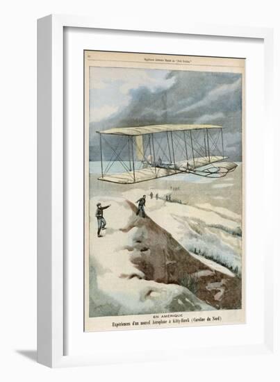 Orville and Wilbur Wright Make the First Successful Powered Flight at Kitty Hawk North Carolina-Carrey-Framed Art Print