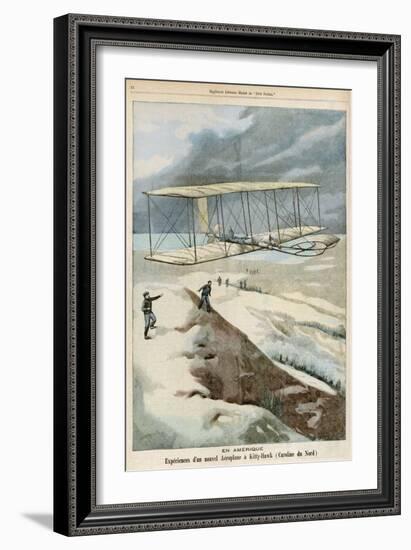 Orville and Wilbur Wright Make the First Successful Powered Flight at Kitty Hawk North Carolina-Carrey-Framed Art Print