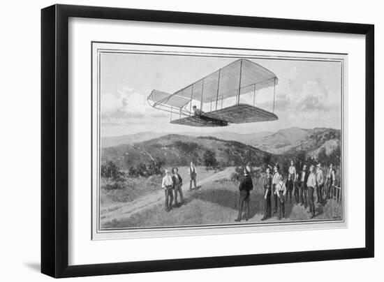 Orville and Wilbur Wright Test Unpowered Gliders Against the Wind at Kitty Hawk-null-Framed Art Print