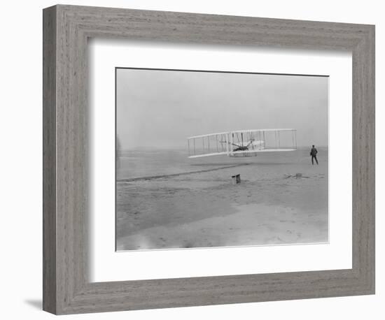 Orville Wright on First Flight at 120 feet Photograph - Kitty Hawk, NC-Lantern Press-Framed Premium Giclee Print