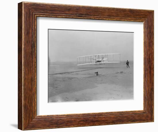 Orville Wright on First Flight at 120 feet Photograph - Kitty Hawk, NC-Lantern Press-Framed Premium Giclee Print