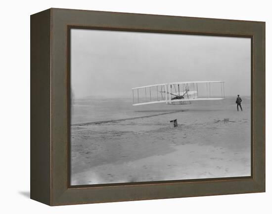 Orville Wright on First Flight at 120 feet Photograph - Kitty Hawk, NC-Lantern Press-Framed Stretched Canvas