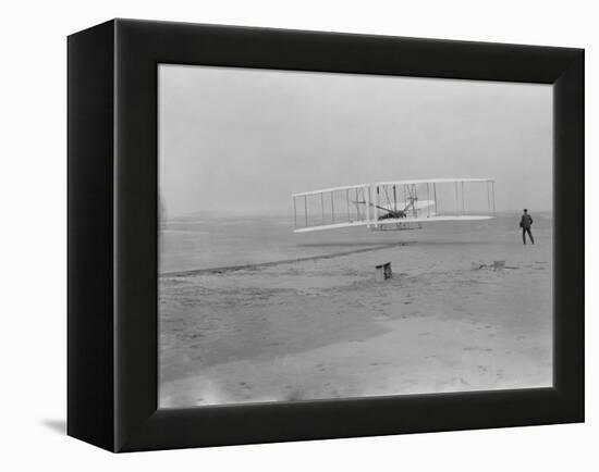 Orville Wright on First Flight at 120 feet Photograph - Kitty Hawk, NC-Lantern Press-Framed Stretched Canvas