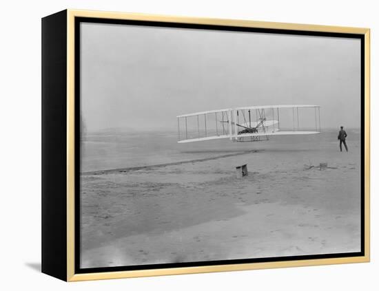 Orville Wright on First Flight at 120 feet Photograph - Kitty Hawk, NC-Lantern Press-Framed Stretched Canvas