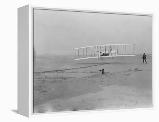 Orville Wright on First Flight at 120 feet Photograph - Kitty Hawk, NC-Lantern Press-Framed Stretched Canvas