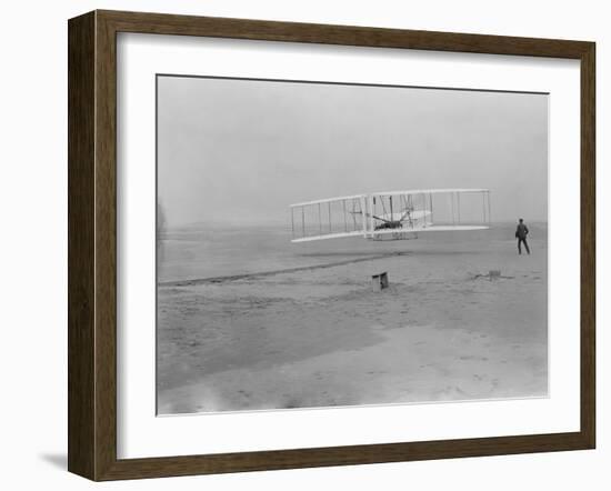 Orville Wright on First Flight at 120 feet Photograph - Kitty Hawk, NC-Lantern Press-Framed Art Print