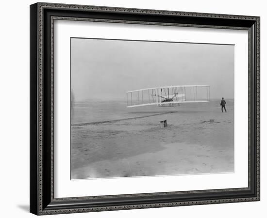 Orville Wright on First Flight at 120 feet Photograph - Kitty Hawk, NC-Lantern Press-Framed Art Print