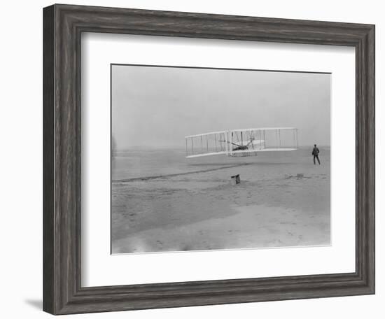 Orville Wright on First Flight at 120 feet Photograph - Kitty Hawk, NC-Lantern Press-Framed Art Print