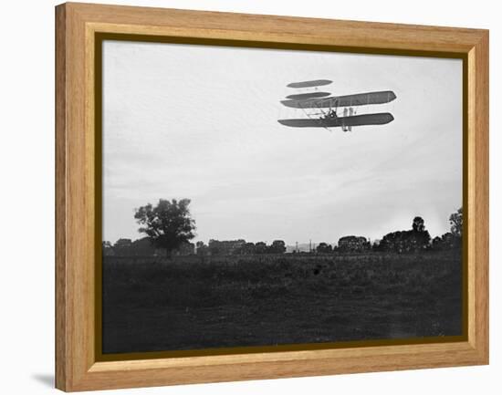 Orville Wright on Flight 41 at 60 foot high Photograph - Dayton, OH-Lantern Press-Framed Stretched Canvas