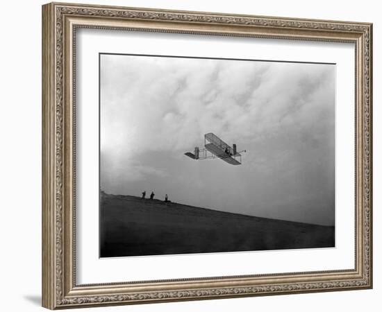 Orville Wright Testing Glider Photograph - North Carolina-Lantern Press-Framed Art Print