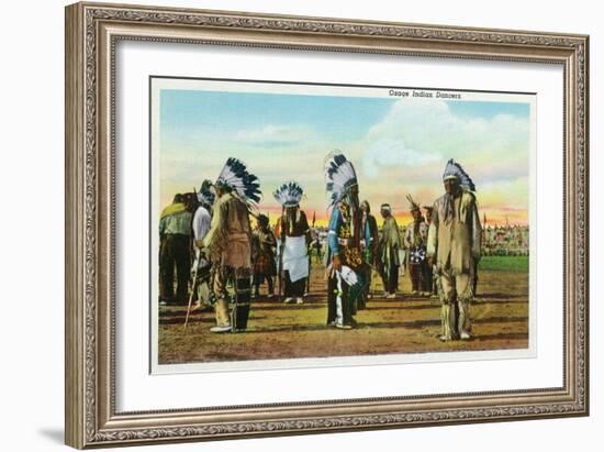 Osage Indian Dancers in Traditional Dress-Lantern Press-Framed Art Print