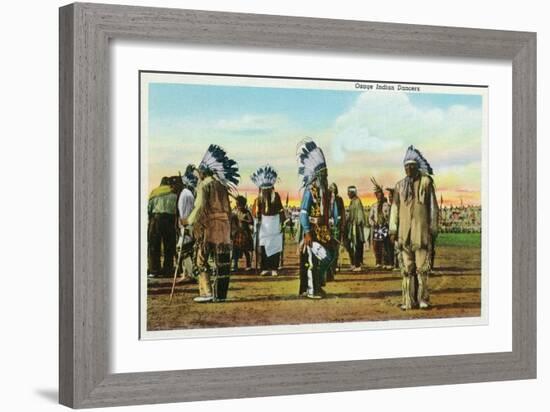 Osage Indian Dancers in Traditional Dress-Lantern Press-Framed Art Print