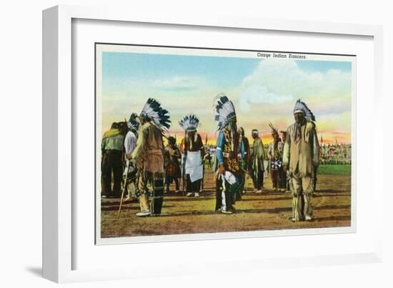 Osage Indian Dancers in Traditional Dress-Lantern Press-Framed Art Print
