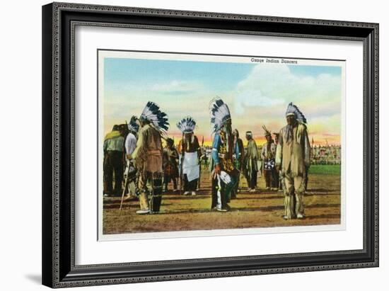 Osage Indian Dancers in Traditional Dress-Lantern Press-Framed Art Print