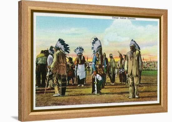 Osage Indian Dancers in Traditional Dress-Lantern Press-Framed Stretched Canvas