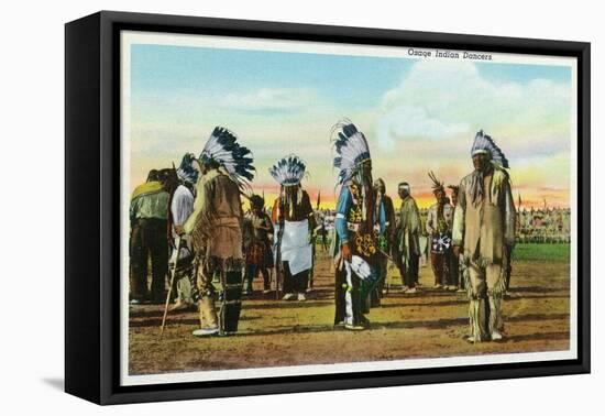 Osage Indian Dancers in Traditional Dress-Lantern Press-Framed Stretched Canvas