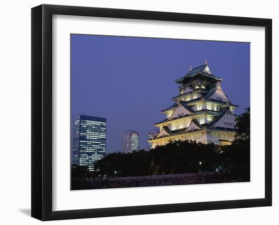 Osaka Castle and City Skyline, Osaka, Honshu, Japan-null-Framed Photographic Print