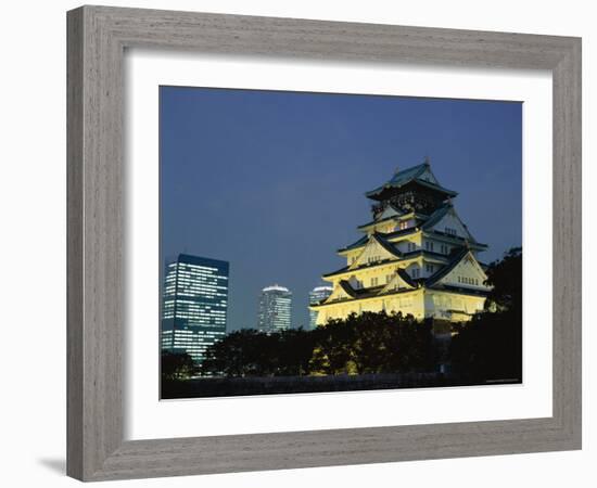 Osaka Castle and City Skyline, Osaka, Honshu, Japan-null-Framed Photographic Print