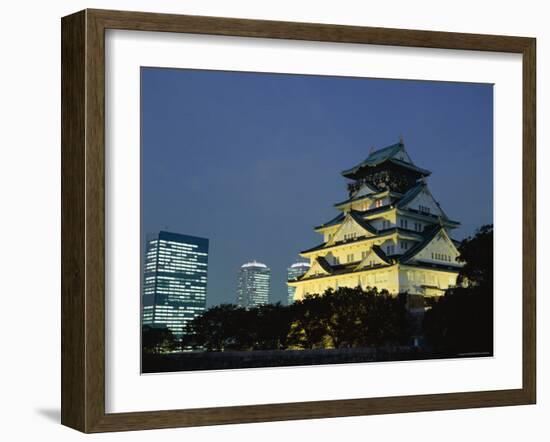 Osaka Castle and City Skyline, Osaka, Honshu, Japan-null-Framed Photographic Print