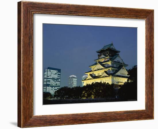 Osaka Castle and City Skyline, Osaka, Honshu, Japan-null-Framed Photographic Print