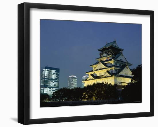 Osaka Castle and City Skyline, Osaka, Honshu, Japan-null-Framed Photographic Print