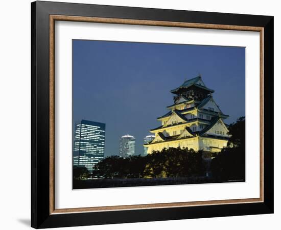 Osaka Castle and City Skyline, Osaka, Honshu, Japan-null-Framed Photographic Print