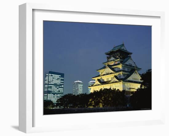 Osaka Castle and City Skyline, Osaka, Honshu, Japan-null-Framed Photographic Print