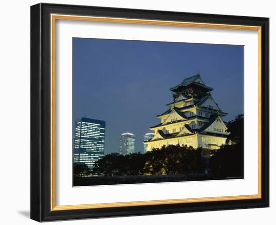 Osaka Castle and City Skyline, Osaka, Honshu, Japan-null-Framed Photographic Print