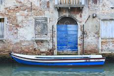 Boat And Blue Door. Venice. Venezia Province. Veneto. Italy-Oscar Dominguez-Framed Photographic Print