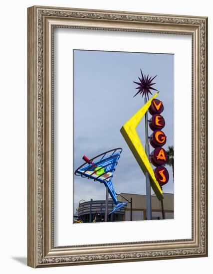 Oscar's Neon Martini Glass and Vegas Neon Signs-Michael DeFreitas-Framed Photographic Print