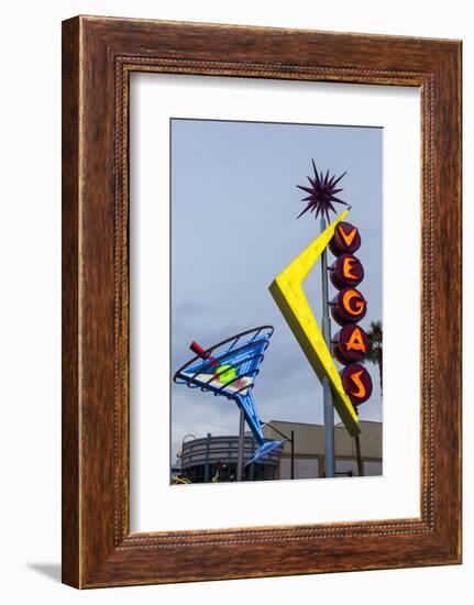 Oscar's Neon Martini Glass and Vegas Neon Signs-Michael DeFreitas-Framed Photographic Print