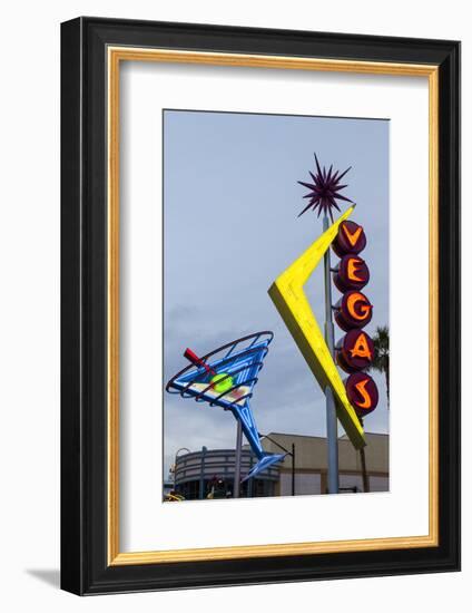 Oscar's Neon Martini Glass and Vegas Neon Signs-Michael DeFreitas-Framed Photographic Print