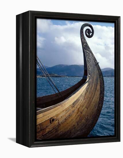 Oseberg Replica Viking Ship, Norway-David Lomax-Framed Premier Image Canvas