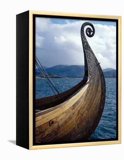 Oseberg Replica Viking Ship, Norway-David Lomax-Framed Premier Image Canvas