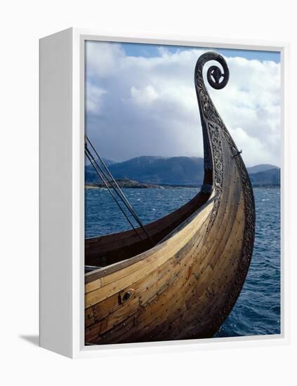 Oseberg Replica Viking Ship, Norway-David Lomax-Framed Premier Image Canvas