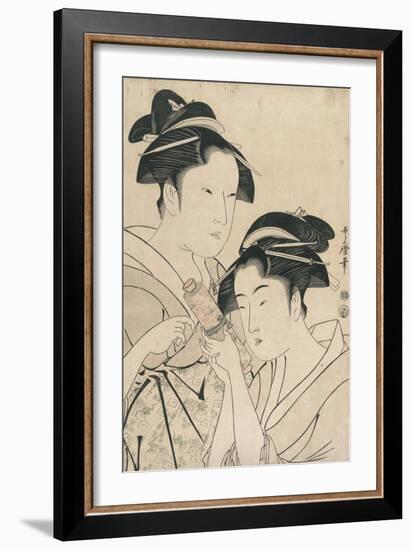 Osen of Kagiya and Ohisa of Takashima-Kitagawa Utamaro-Framed Giclee Print