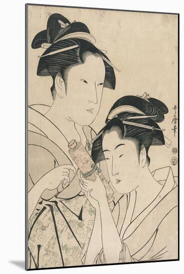 Osen of Kagiya and Ohisa of Takashima-Kitagawa Utamaro-Mounted Giclee Print