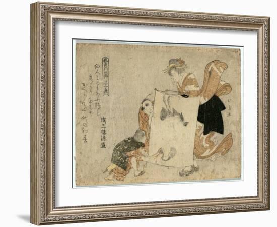 Oshikyo-Teisai Hokuba-Framed Giclee Print