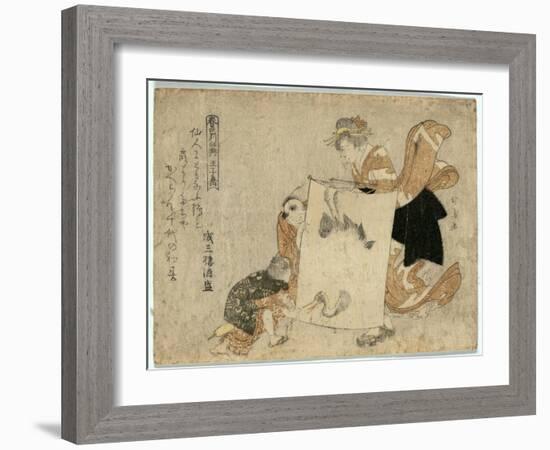 Oshikyo-Teisai Hokuba-Framed Giclee Print