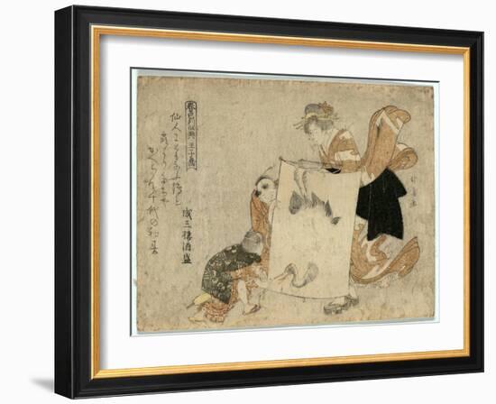 Oshikyo-Teisai Hokuba-Framed Giclee Print