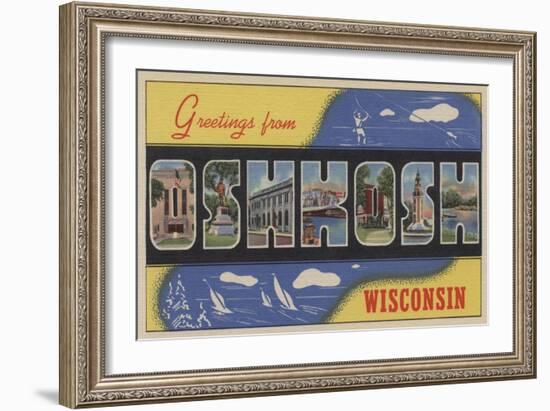 Oshkosh, Wisconsin - Large Letter Scenes-Lantern Press-Framed Art Print