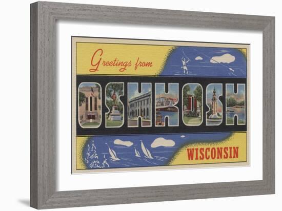 Oshkosh, Wisconsin - Large Letter Scenes-Lantern Press-Framed Art Print