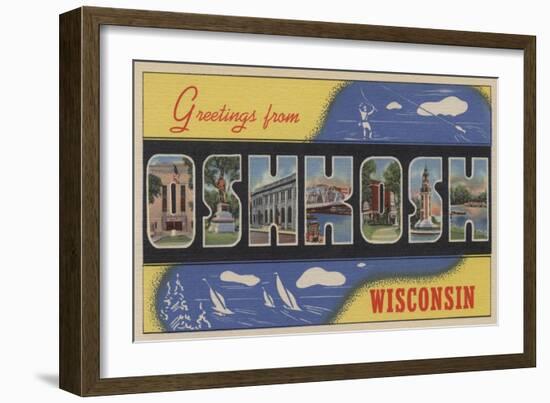 Oshkosh, Wisconsin - Large Letter Scenes-Lantern Press-Framed Art Print