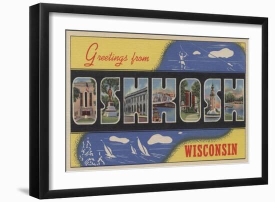 Oshkosh, Wisconsin - Large Letter Scenes-Lantern Press-Framed Art Print